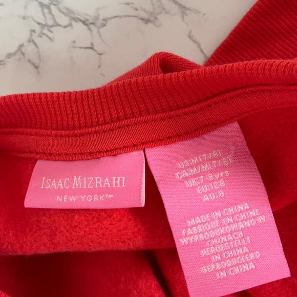 Isaac Mizrahi New York Girls Red LOVE Embroidered Long Sleeve Sweater Sz M(7/8) - Picture 7 of 8